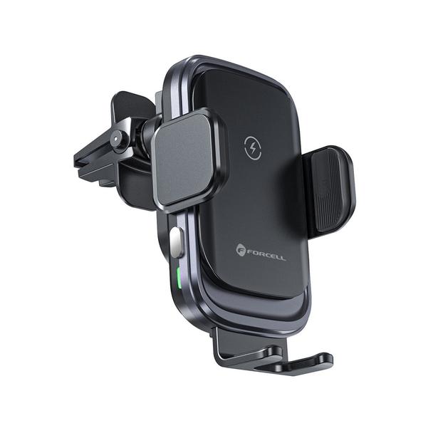 Uchwyt na telefon do samochodu indukcyjny Forcell F-Grip Grand F-24 15W do kratki srebrny
