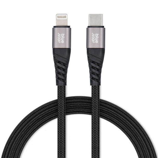 Kabel USB C do Lightning Blue Star 2,4A z oplotem 1,2 m TFK-DC-003 czarny