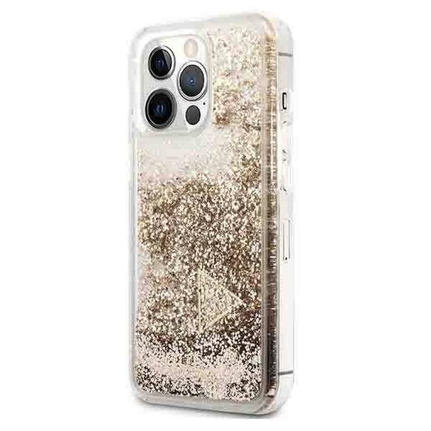 GUESS futerał do IPHONE 14 Pro GUOHCP14LGLHFLGO (Liquide Glitter Charms) złoty