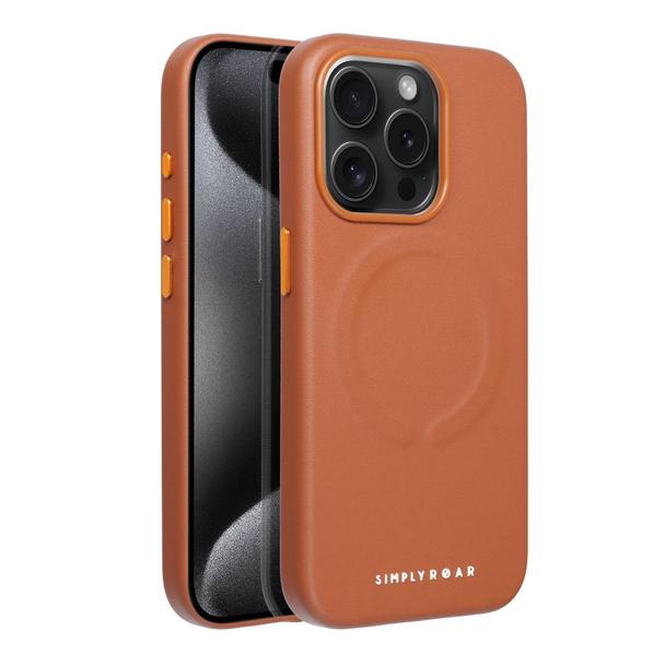 ROAR futerał LEATHER MAG kompatybilny z MagSafe do IPHONE 15 Pro Brązowy