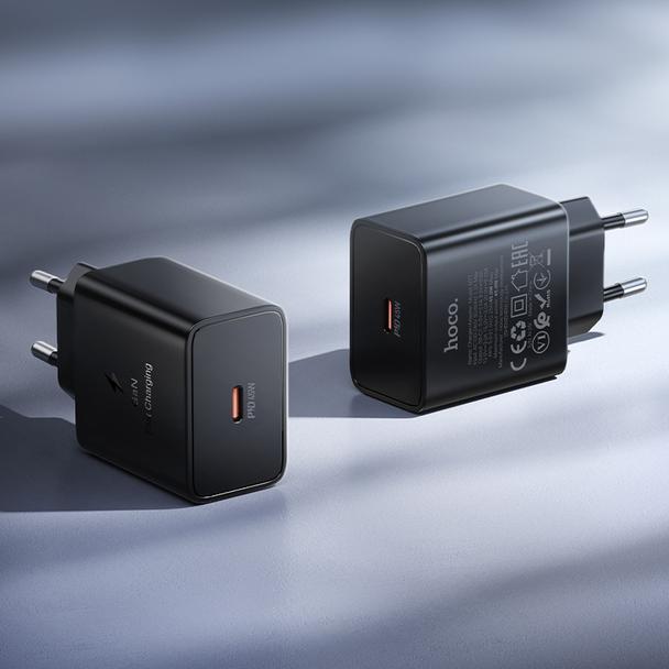 Ładowarka sieciowa do telefonu Hoco USB C QC PD 45W N77 czarna