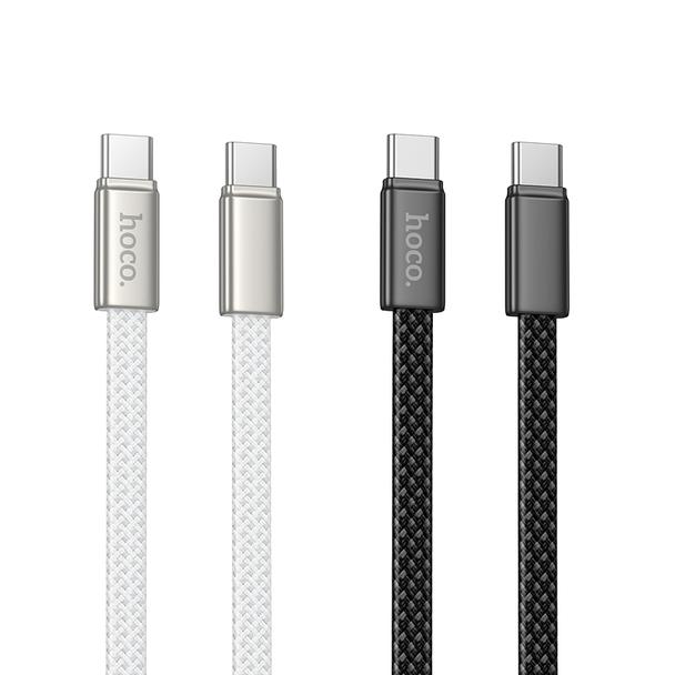 Kabel USB C do USB C Hoco 3A 60W płaski 1 m X125 biały