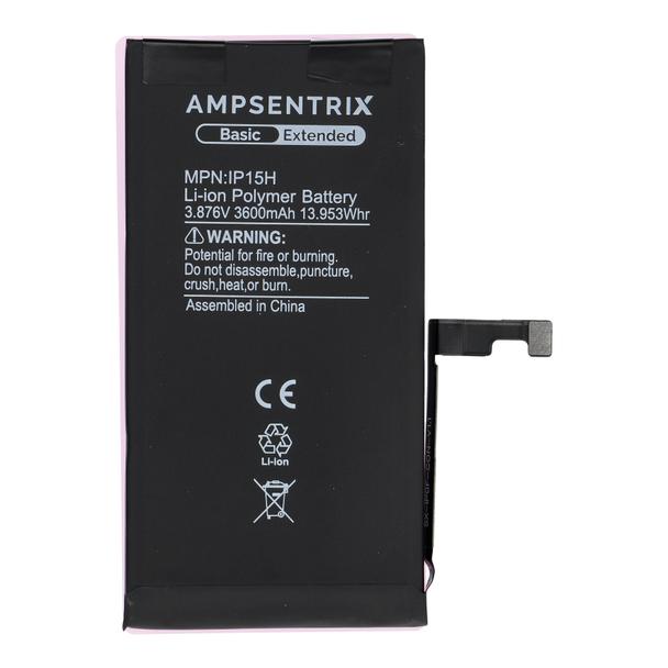 AmpSentrix Basic bateria do iPhone 15 (zwiększona pojemność 3600 mAh)