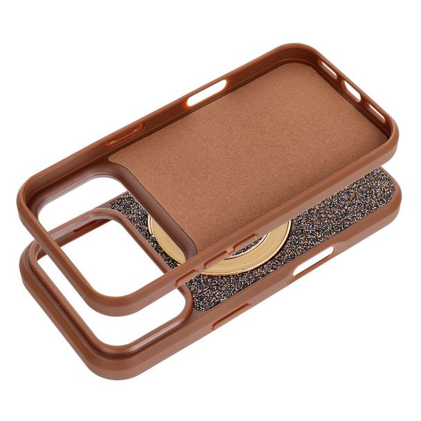 Etui na iPhone 14 Quartz Circle Stand Mag Cover brązowe