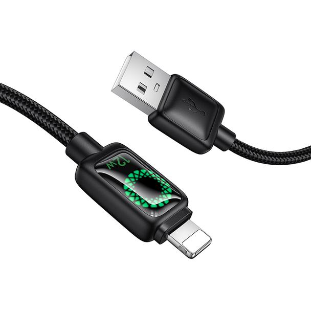 Kabel USB A do Lightning Hoco 2,4A 1,2 m z LCD U146 czarny