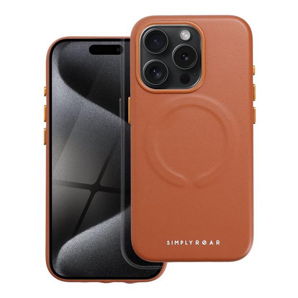 ROAR futerał LEATHER MAG kompatybilny z MagSafe do IPHONE 15 Pro Brązowy