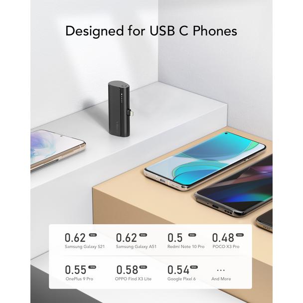 Powerbank Veger PlugOn (W0556/V0556) PD QC3.0 3A 20W 5000 mAh z wbudowanym złączem Typ C czarny