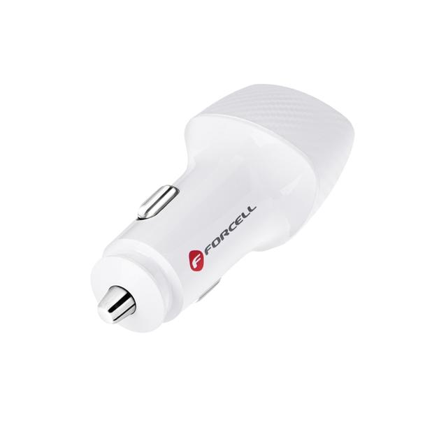 Ładowarka samochodowa Forcell F-Energy Carbon USB C + USB A QC3.0 PD 3A 38W CC50-1A1C biała