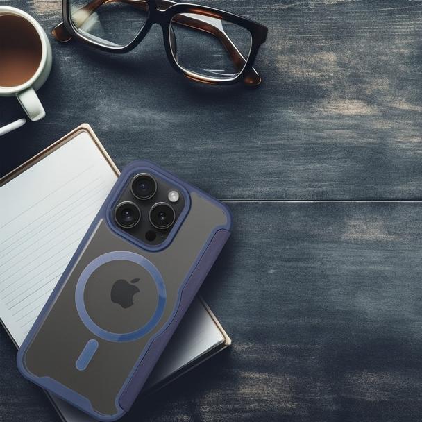 Etui z klapką na iPhone 15 PRO MAX Smart Mag zgodne z MagSafe niebieskie