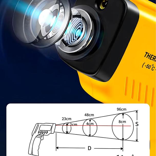 Pirometr termometr laserowy bezdotykowy na podczerwień RC-K-1397  żółto czarny