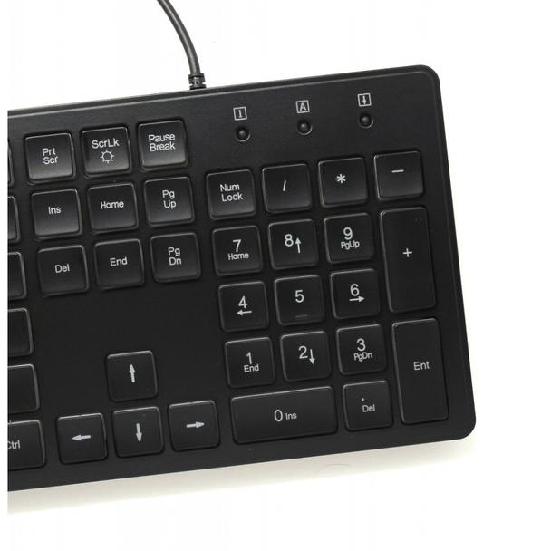 ART klawiatura przewodowa USB A QWERTY podświetlana slim AK-20 czarna