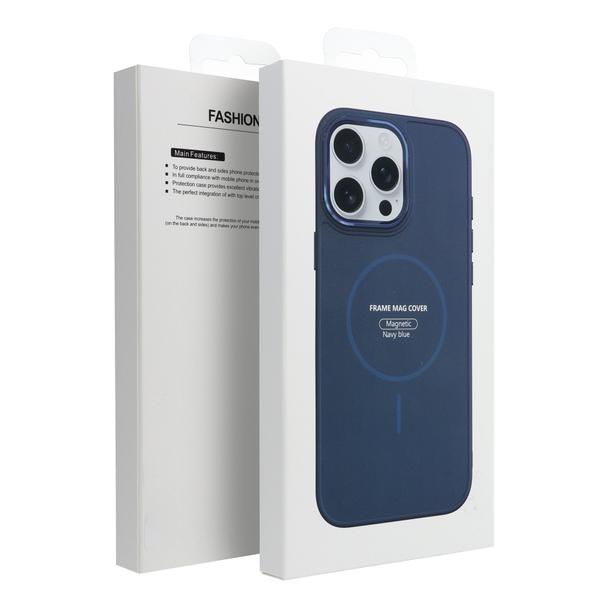 Futerał do iPhone 16 PRO MAX Frame Mag Cover zgodny z MagSafe granatowy