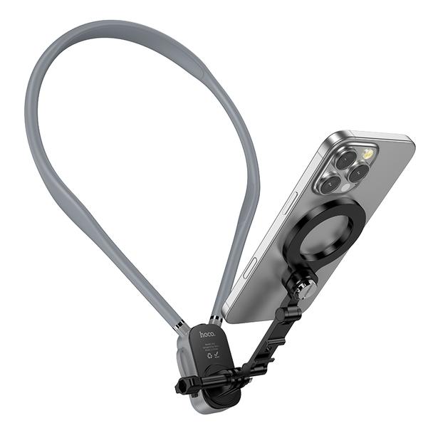 Uchwyt na telefon na szyję magnetyczny  Hoco K31 szaro czarny