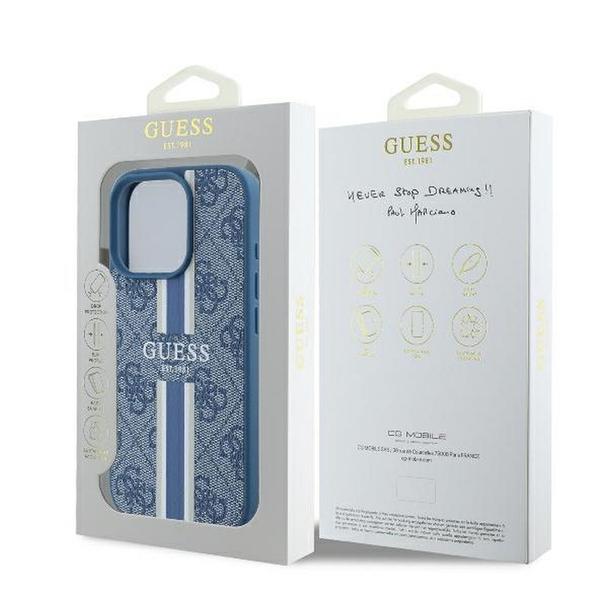 GUESS futerał do IPHONE 16 Pro kompatybilny z MagSafe GUHMP16LP4RPSB (4G Printed Stripes) niebieski