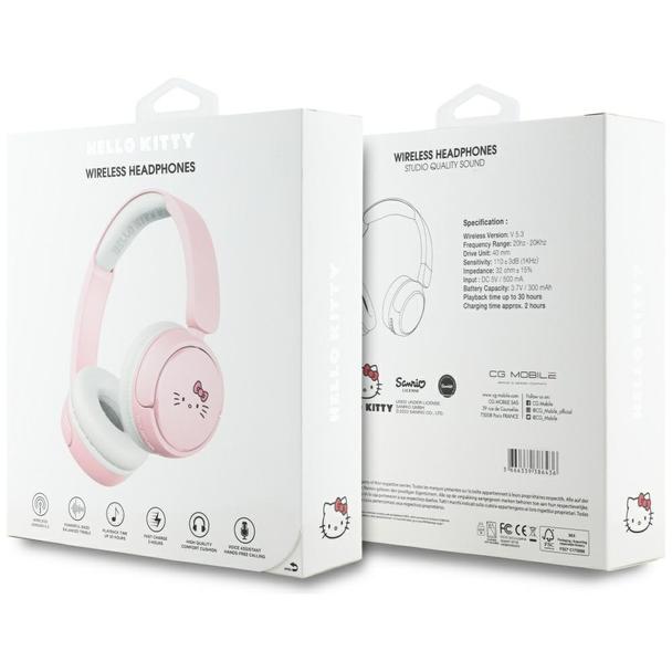 Słuchawki bezprzewodowe nauszne Hello Kitty Face Logo Hel000163 różowe
