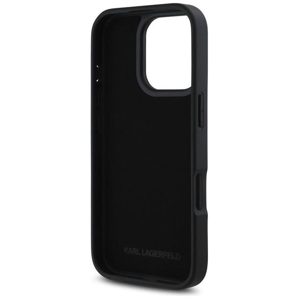 KARL LAGERFELD futerał do IPHONE 16 Pro KLHCP16LPGPVKSK (Grained PU Cardslot Metal Signature) czarny