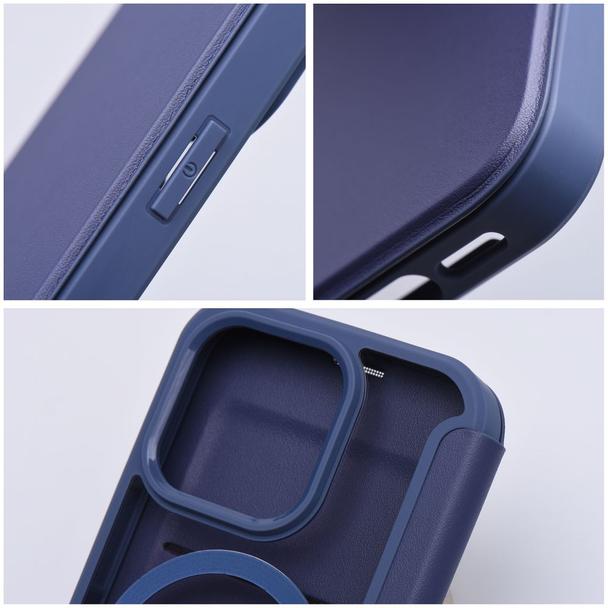 Etui z klapką na iPhone 15 PRO MAX Smart Mag zgodne z MagSafe niebieskie