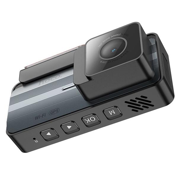 Kamera samochodowa Hoco z wyświetlaczem 3,69" 2K GPS DV11 srebro szara