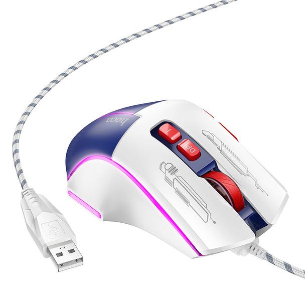 Myszka przewodowa gamingowa Hoco USB A 3600 dpi GM31 biało niebieska