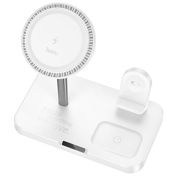 Ładowarka indukcyjna Hoco 3w1 3A 15W kompatybilna z Apple Watch CQ12 biała