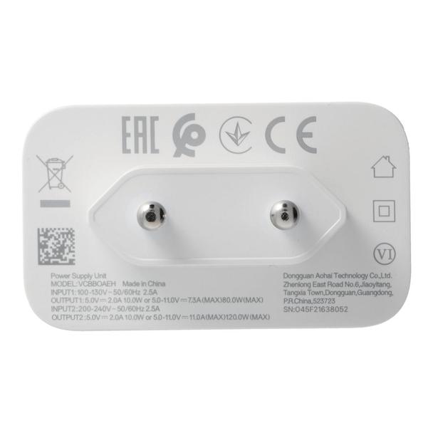 Oryginalna Ładowarka Sieciowa Oppo SuperVOOC VCBBOAEH 120W Power Adapter biała bulk