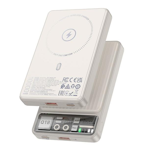 Powerbank zgodny z MagSafe Hoco 10000 mAh QC3.0 PD 3A 22,5W Q18 biały