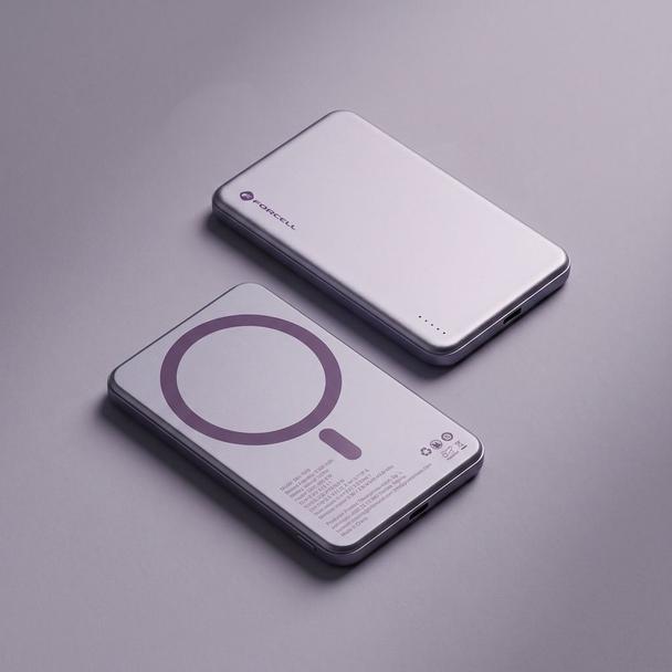 Powerbank zgodny z MagSafe Forcell F-Energy Slim F5K9 QC4.0 PD3.0 15W 5000 mAh fioletowy  0INT