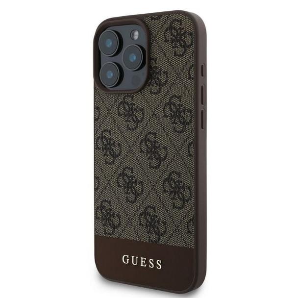GUESS futerał do IPHONE 16 Pro Max GUHCP16XG4GLBR (PC/TPU 4G PU Bottom Stripe) brązowy
