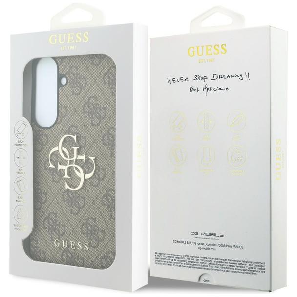 GUESS futerał do SAMSUNG S26 FE (Leather 4G Metal Logo) brązowy