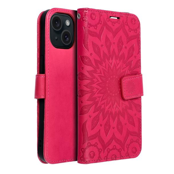 Etui z klapką na iPhone 15 Mezzo Book mandala magenta