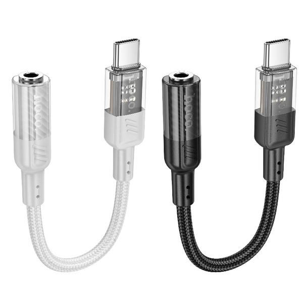 Adapter AUX USB C do Jack 3,5 mm Hoco 0,15 m LS37 transparentny czarny