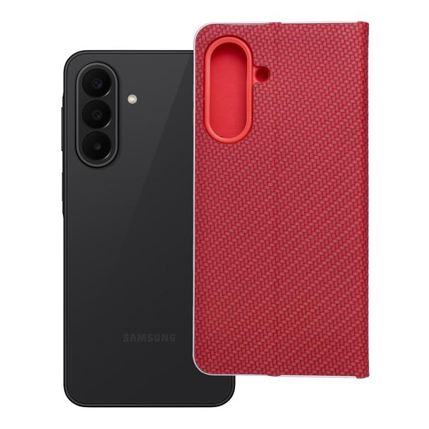 Etui z klapką na Samsung A27 Luna Book Carbon czerwone