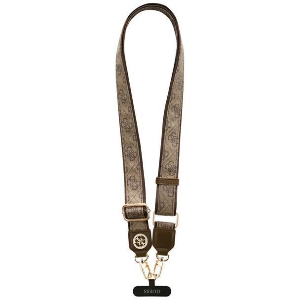 GUESS uniwesalny pasek GUUCNP4DGMW (4G PU Strap Tether Patch Strass Metal Logo) brązowy