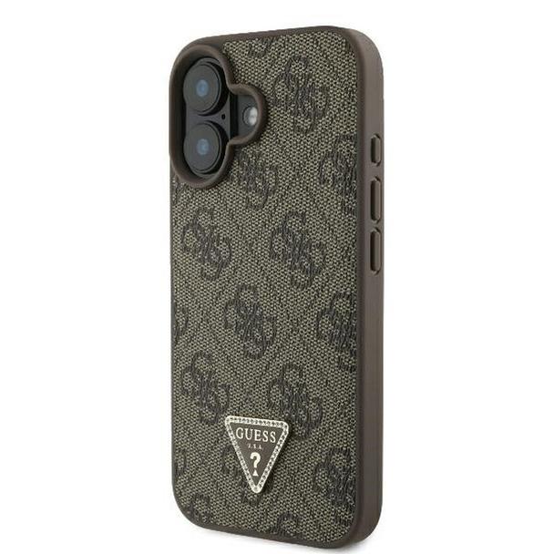 GUESS futerał do IPHONE 16 GUHCP16SP4TDPW (PU Leather 4G Triangle Strass) brązowy