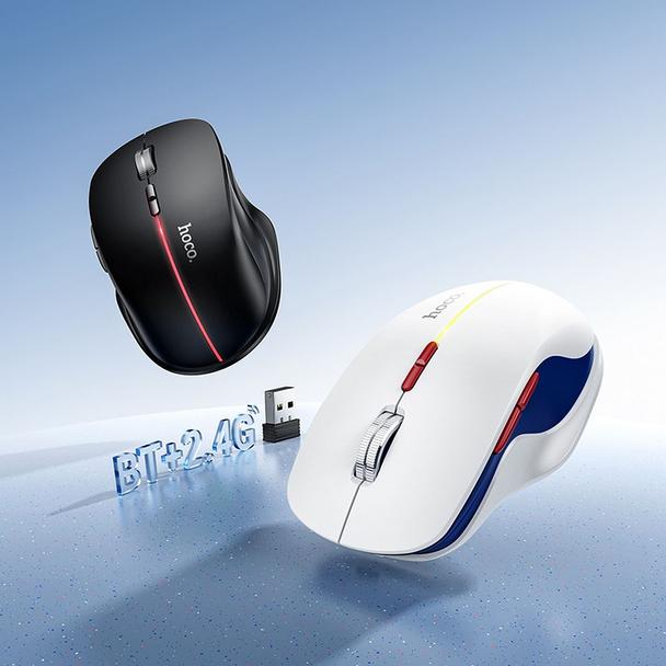 Myszka bezprzewodowa dual-mode (Bluetooth, 2.4G) 1600 dpi RGB Hoco GM40 czarna