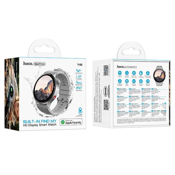 Smartwatch 1,39" IP67 TFT z funkcją rozmowy Hoco Y46 srebrny