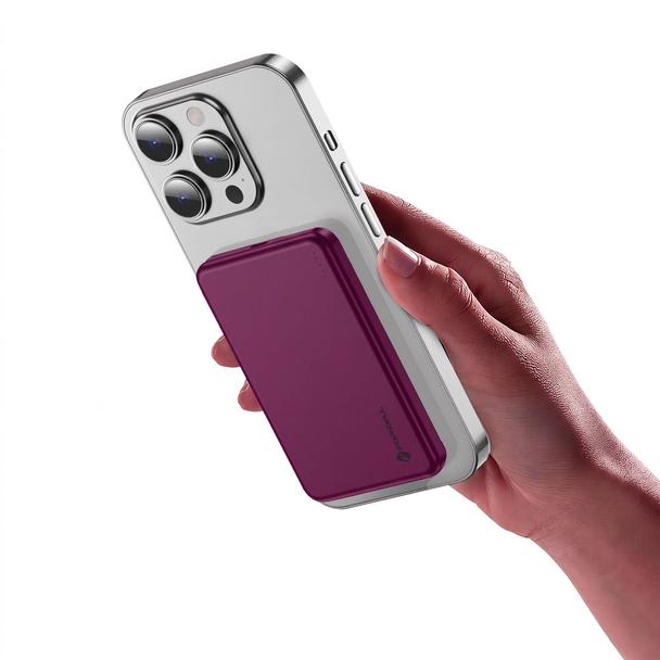 Powerbank zgodny z MagSafe Forcell F-Energy Slim F5K9 QC4.0 PD3.0 15W 5000 mAh burgundowy  0INT