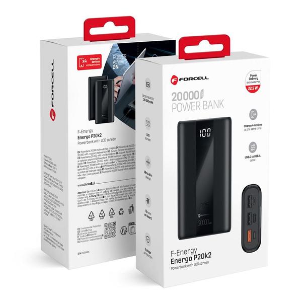 Powerbank Forcell F-Energy Energo P20K2 QC3.0 PD 3A 22,5W 20000 mAh czarny 0INT