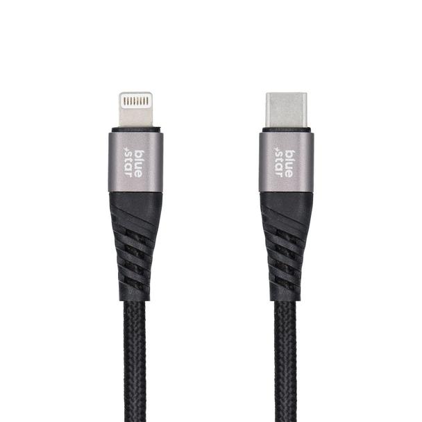 Kabel USB C do Lightning Blue Star 2,4A z oplotem 1,2 m TFK-DC-003 czarny