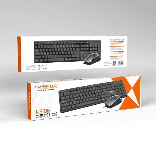 Zestaw klawiatura QWERTY + myszka przewodowy USB A K3186  U+U
