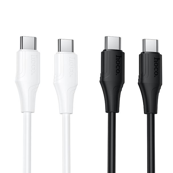 Kabel USB C do USB C Hoco 3A 60W silikonowy 1 m X124 biały