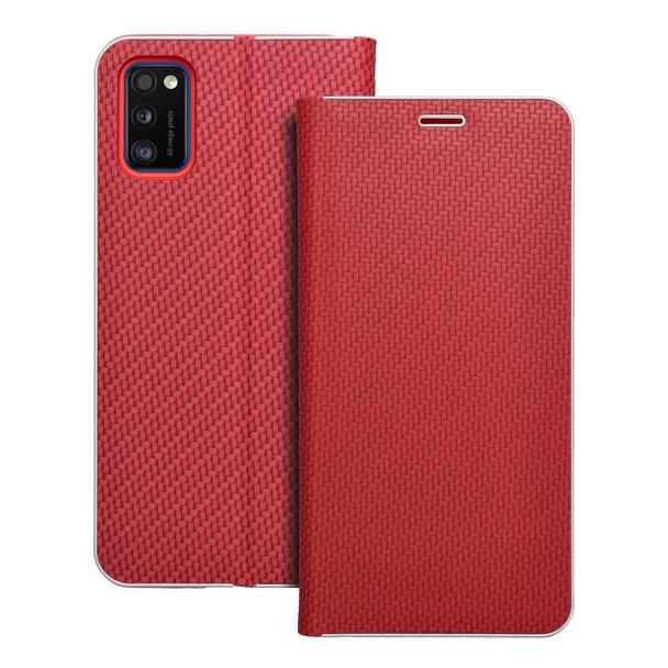 Etui z klapką na Samsung A41 Luna Book Carbon czerwone