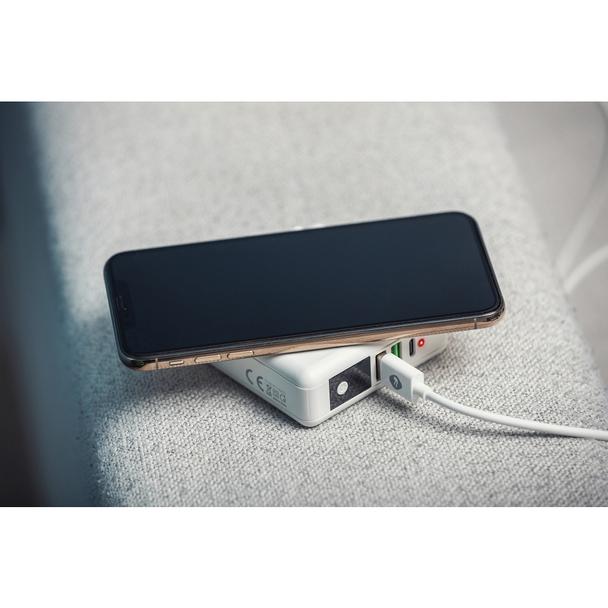 Wielofunkcyjna ładowarka Forcell F-Energy 4w1 2 x USB A + USB C 15W + power bank 8000mAh + ładowanie bezprzewodowe biała