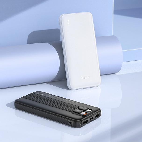 Powerbank Hoco 10000 mAh 2A z wbudowanymi kablami USB C + Lightning J118 czarny