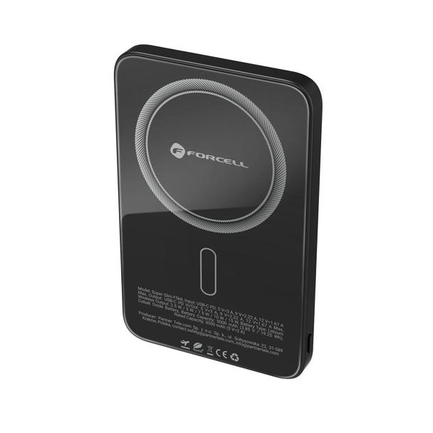 Powerbank zgodny z MagSafe Forcell F-Energy SuperSlim F5K8 QC4.0 PD3.0 15W 5000 mAh czarny 0INT