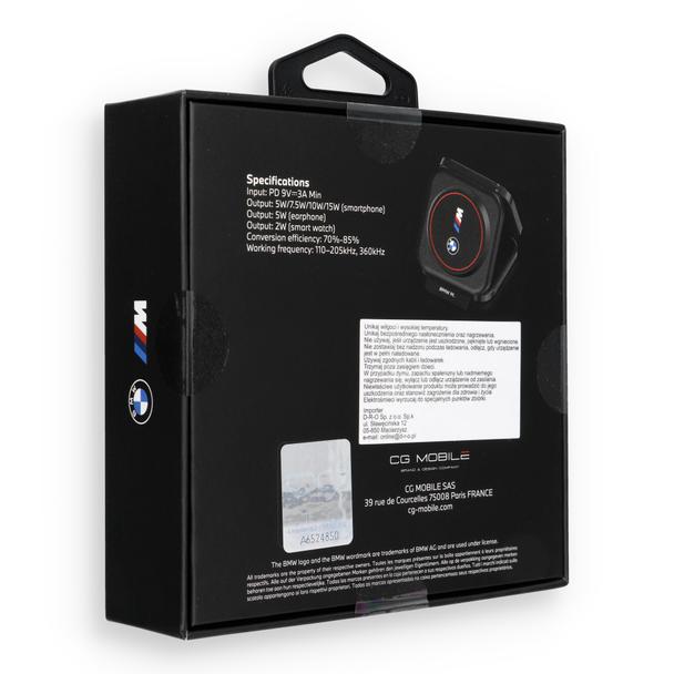Ładowarka indukcyjna 3w1 BMW M Qi2 15W Print Logo czerwona