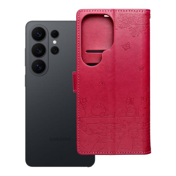 Etui z klapką na Samsung S26 ULTRA Mezzo Book koty czerwone