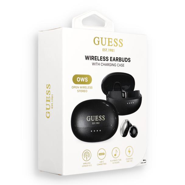 Sluchawki bezprzewodowe douszne OWS Guess Metalic Finish Electropated Parts Classic Logo czarne