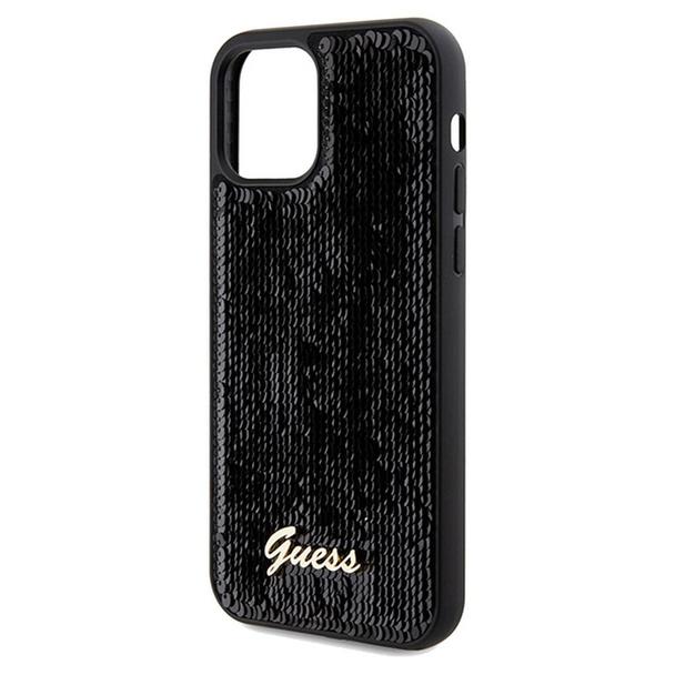 GUESS futerał do IPHONE 12 / 12 Pro GUHCP12MPSFDGSK (Sequin Script Metal) czarny