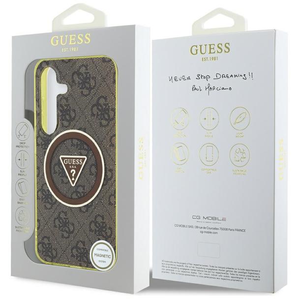 GUESS futerał do SAMSUNG S25 GUHMS25SHG4PRTGW (Magnetic IML Metal Glitter 4G Circle Triangle) brązowy
